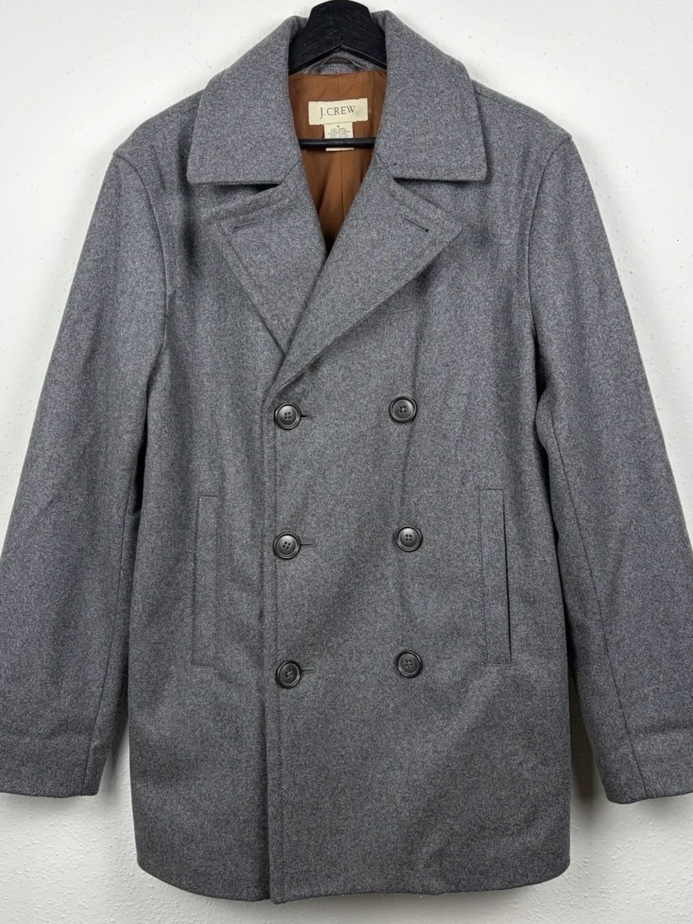 J.Crew Men’s Gray Wool Double Breasted Peacoat Size S